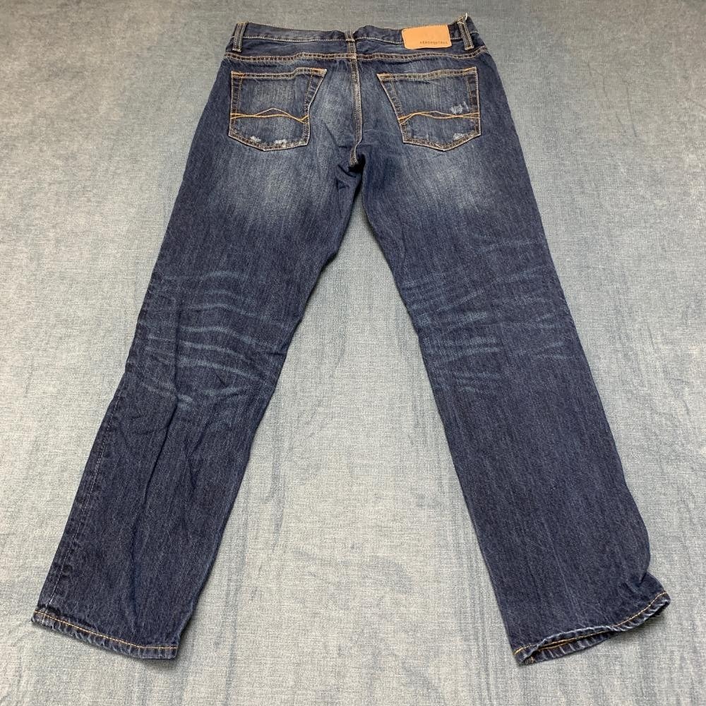 Aeropostale Bowery Jeans Mens 31x30 Blue Denim Slim Fit Straight Leg Distressed